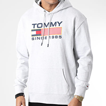 Tommy Jeans - Sweat Capuche Athletic Logo 5009 Gris Chiné