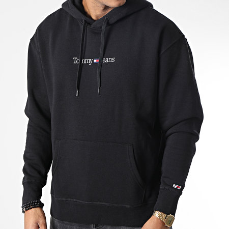 Tommy Jeans - Felpa con cappuccio Linear 5013 Nero