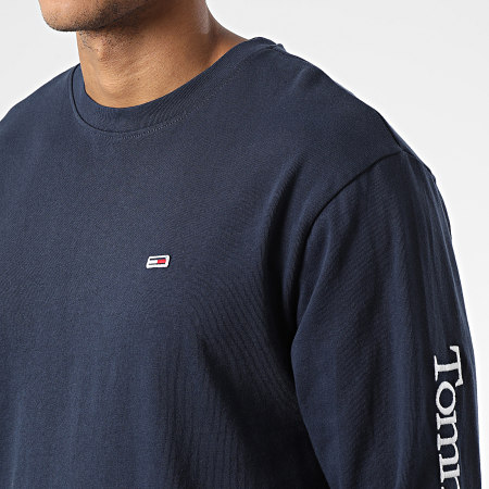 Tommy Jeans - Tee Shirt Manches Longues Classic Serif Linear 4986 Bleu Marine