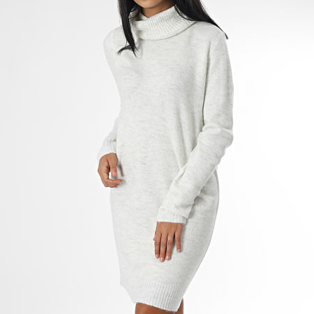 Only - Robe Pull Femme Col Roulé Elanor Gris Clair Chiné