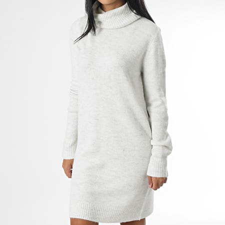 Only - Robe Pull Femme Col Roulé Elanor Gris Clair Chiné