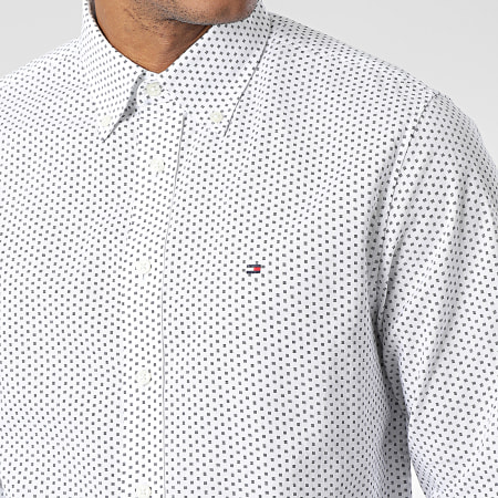 Tommy Hilfiger - Camicia classica Oxford Mini Print a maniche lunghe 8317 Bianco