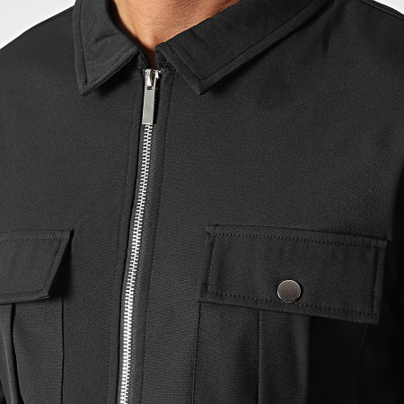 Classic Series - Conjunto de chaqueta negra con cremallera y pantalón cargo XP156