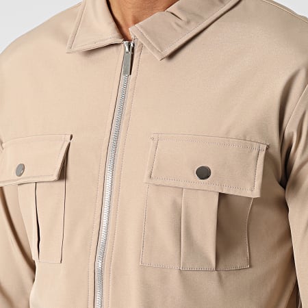 Classic Series - Conjunto de chaqueta con cremallera y pantalón cargo XP156 Beige