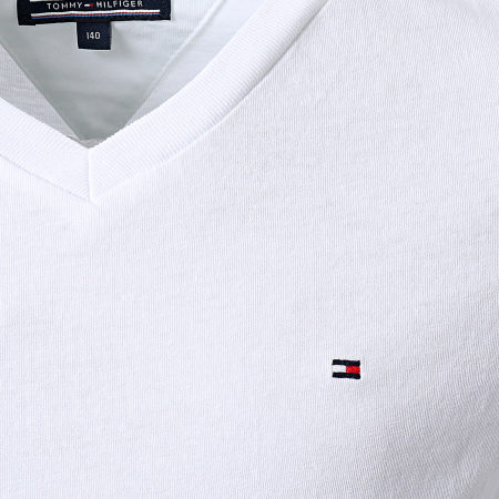 Tommy Hilfiger - T-shirt bambino con scollo a V 4142 Bianco