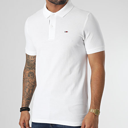 Tommy Jeans - Polo Manches Courtes Slim Placket 5370 Blanc