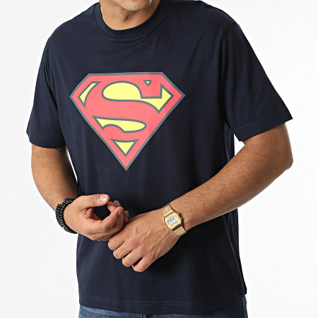 DC Comics - Tee Shirt Oversize Grande Logo Frontale Blu Navy