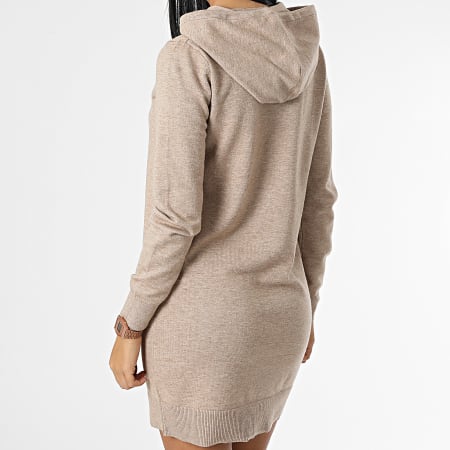 Only - Robe Pull Femme Capuche Mischa Beige Chiné