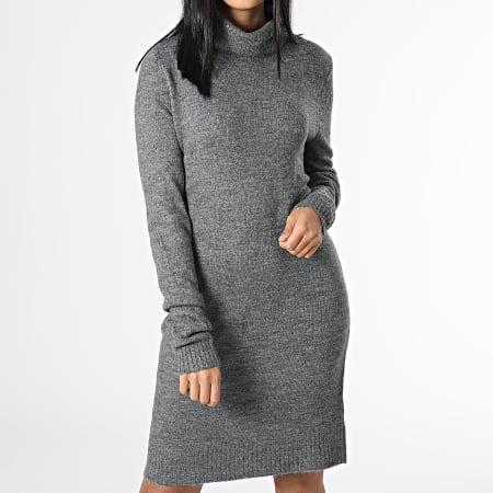 Only - Robe Pull Femme Col Roulé Elanor Gris Chiné