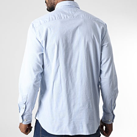 Tommy Hilfiger - Camicia a maniche lunghe Core 1985 Flex Oxford Stripes 5039 Bianco Azzurro