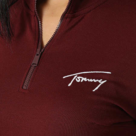 Tommy Jeans - Vestido de mujer con cuello de cremallera 4386 Burdeos