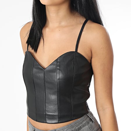 Corset En Dentelle Femme Col En V - Crop Top Débardeur, Bretelles Spaghetti, Style Gothique Punk, Réglable, Polyester/élasthanne
