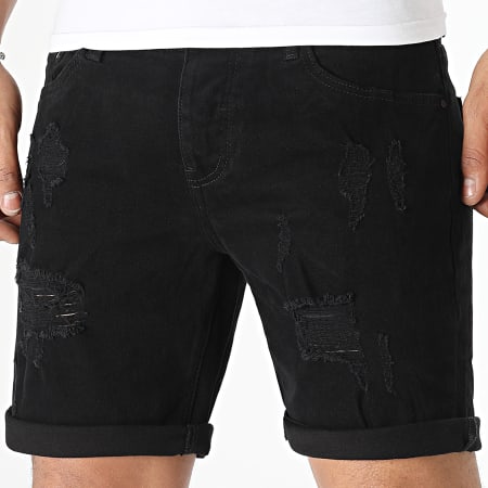 LBO - Pantalones cortos vaqueros con Destroy 0207 Negro