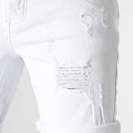 LBO - Pantalones cortos de jean con Destroy 0208 Blanco