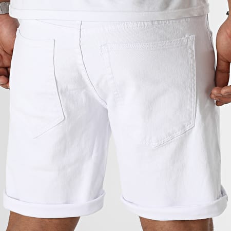 LBO - Pantalones cortos de jean con Destroy 0208 Blanco
