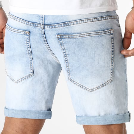 LBO - Pantalones cortos vaqueros con Destroy 0210 Denim Lavado Azul
