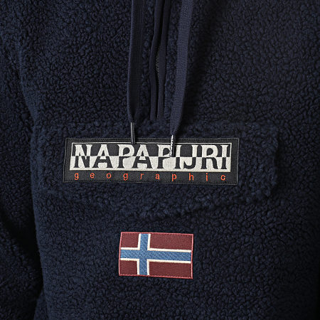 Napapijri - Chaqueta de piel de oveja con capucha y cremallera A4GJ3 Azul Marino