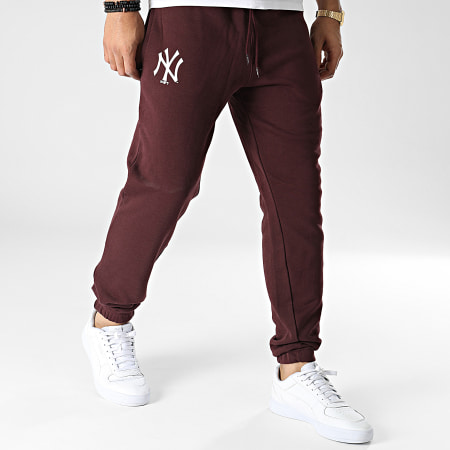 New Era - Pantalón de chándal con logotipo del equipo New York Yankees Burdeos