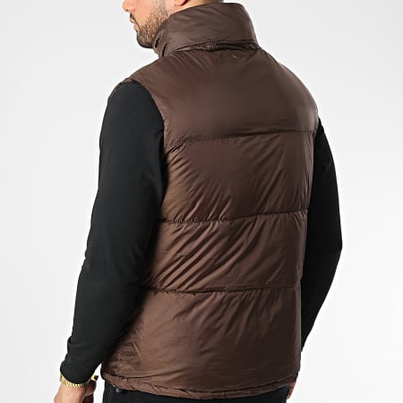Frilivin - Abrigo marrón sin mangas con capucha