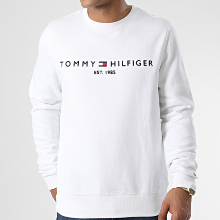Tommy Hilfiger - Sudadera con logo y cuello redondo 1596 Blanco