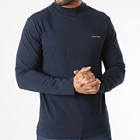 Calvin Klein - Maglietta a maniche lunghe con micro logo 0179 blu navy