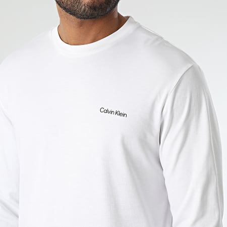 Calvin Klein - Tee Shirt Manches Longues Micro Logo Interlock 0629 Blanc