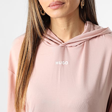 HUGO - Camiseta de manga larga con capucha para mujer 50480538 Rosa