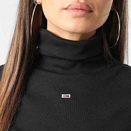 Tommy Hilfiger - Jersey negro con cuello vuelto Essential Rib 4880 para mujer