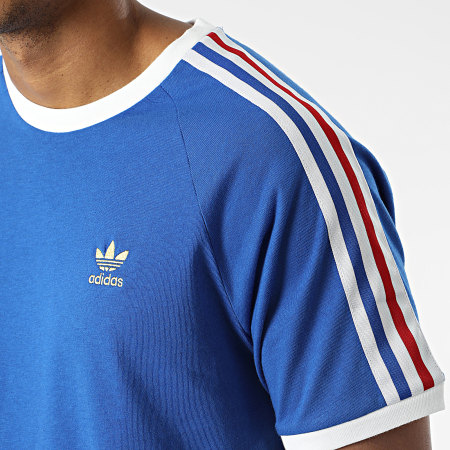Adidas Originals - Tee Shirt A Bandes Nations HK7418 Bleu Roi Doré