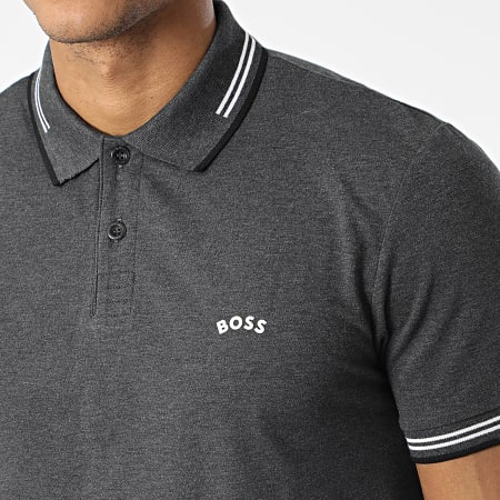 BOSS - Polo Manches Courtes Paul Curved 50469245 Gris Anthracite Chiné