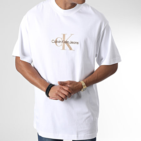 Calvin Klein - Oversize Camiseta Large Archival Monologo 2516 Blanco