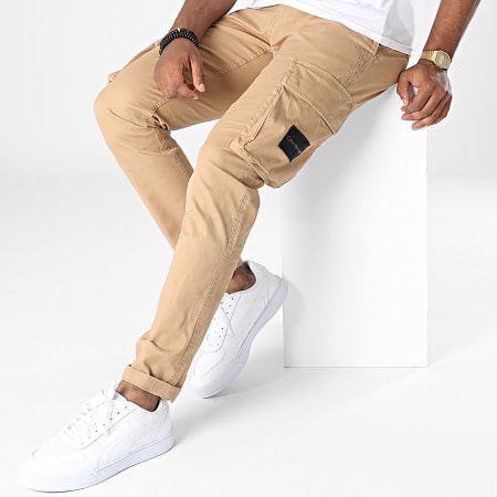 Calvin Klein - Pantaloni cargo skinny beige lavati 2043