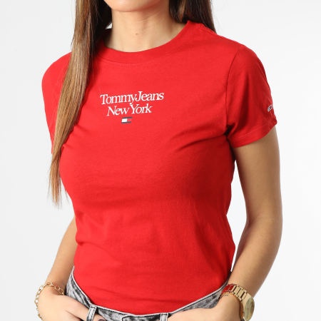 Tommy Jeans - Camiseta de mujer Essential Logo 4899 Rojo