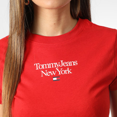 Tommy Jeans - Tee Shirt Femme Essential Logo 4899 Rouge