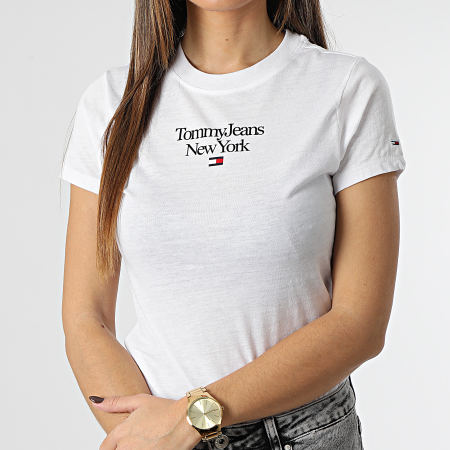 Tommy Jeans - Tee Shirt Femme Essential Logo 4899 Blanc