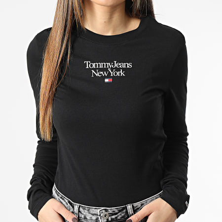 Tommy Jeans - Tee Shirt Manches Longues Femme Essential Logo 4900 Noir