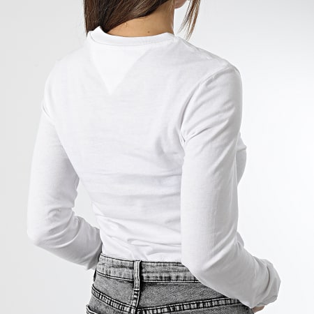Tommy Jeans - Camiseta de manga larga para mujer Essential Logo 4900 Blanco