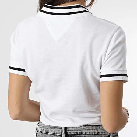 Tommy Jeans - Polo Manches Courtes Femme Essential Tipping 4963 Blanc
