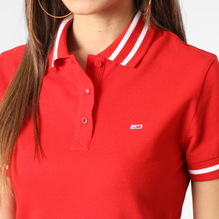Tommy Jeans - Robe Polo Manches Courtes Femme 4998 Rouge