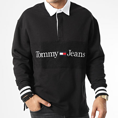 Tommy Jeans - Polo Manches Longues Relaxed Linear 5695 Noir
