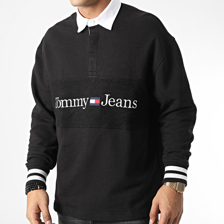 Tommy Jeans - Polo a maniche lunghe Relaxed Linear 5695 Nero