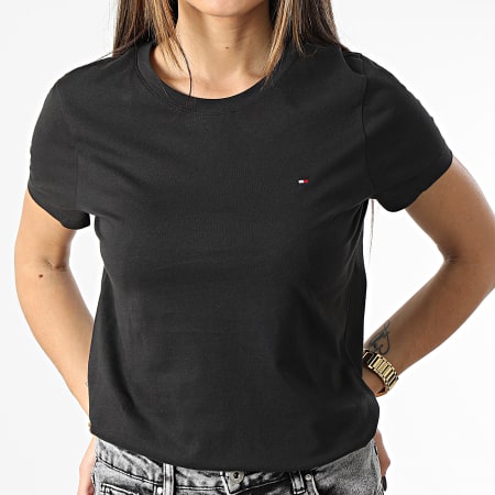 Tommy Hilfiger - Camiseta negra Heritage 2043 para mujer