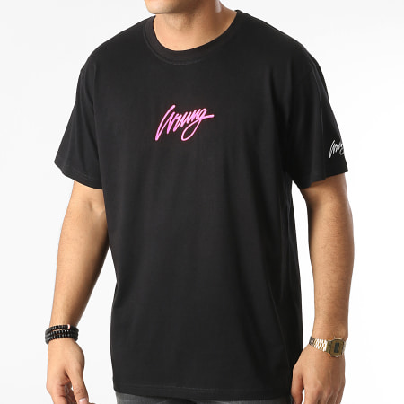 Wrung - Tee Shirt Oversize Large Walk Noir Rose Fluo
