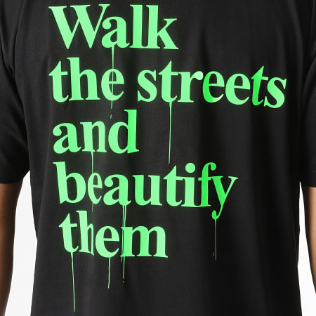 Wrung - Tee Shirt Oversize Large Walk Noir Vert Fluo