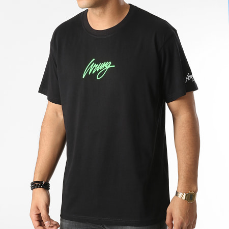 Wrung - Tee Shirt Oversize Large Walk Noir Vert Fluo