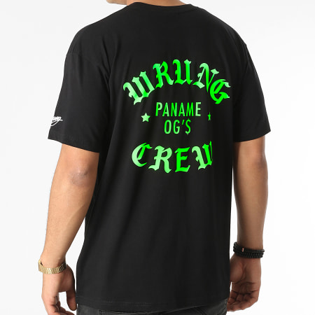 Wrung - Tee Shirt Oversize Large Crew Nero Verde Fluo