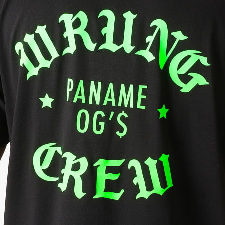 Wrung - Tee Shirt Oversize Large Crew Noir Vert Fluo