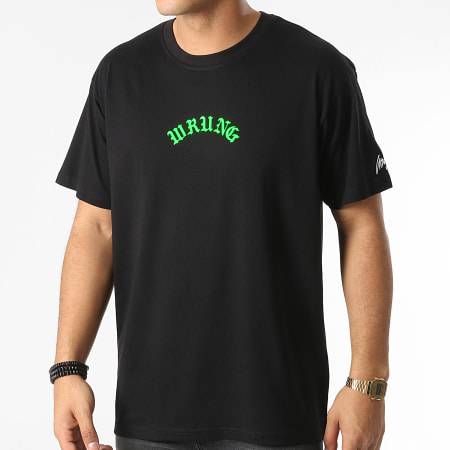 Wrung - Tee Shirt Oversize Large Crew Noir Vert Fluo