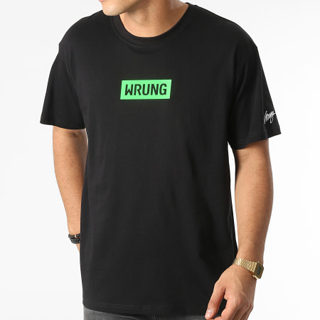Wrung - Tee Shirt Oversize Large Make Art Not War Nero Verde Fluo