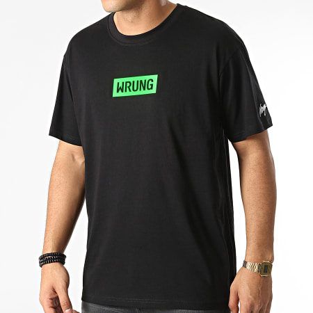 Wrung - Tee Shirt Oversize Large Make Art Not War Noir Vert Fluo